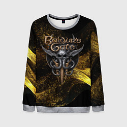 Свитшот мужской Baldurs Gate 3 logo gold black, цвет: 3D-меланж