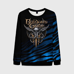 Мужской свитшот Baldurs Gate 3 logo blue geometry