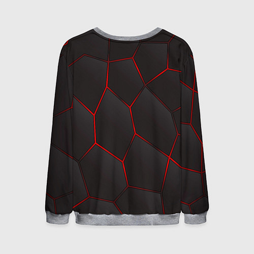 Мужской свитшот Baldurs Gate 3 logo red black geometry / 3D-Меланж – фото 2