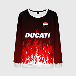Свитшот мужской Ducati- красное пламя, цвет: 3D-белый