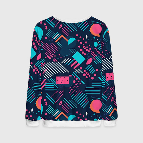 Мужской свитшот Абстракция синяя паттерн / 3D-Белый – фото 2