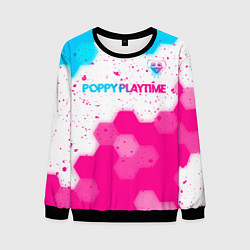 Свитшот мужской Poppy Playtime neon gradient style: символ сверху, цвет: 3D-черный