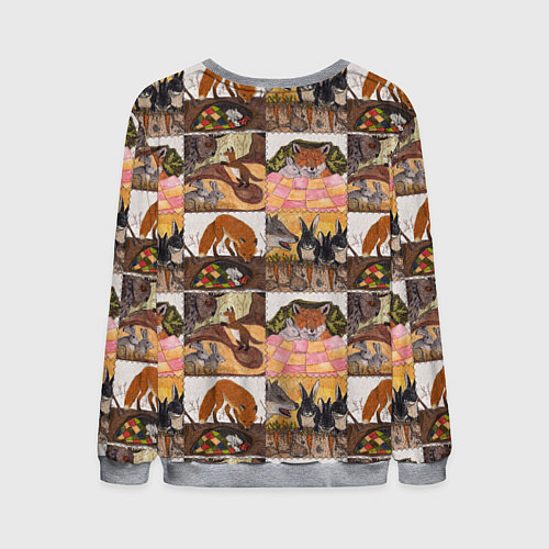 Мужской свитшот Коллаж из рисунков с лисой / 3D-Меланж – фото 2