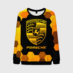 Свитшот мужской Porsche - gold gradient, цвет: 3D-черный