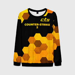 Свитшот мужской Counter-Strike 2 - gold gradient: символ сверху, цвет: 3D-черный