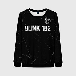 Свитшот мужской Blink 182 glitch на темном фоне: символ сверху, цвет: 3D-черный