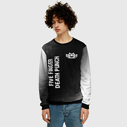 Свитшот мужской Five Finger Death Punch glitch на темном фоне: над, цвет: 3D-черный — фото 2