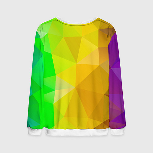 Мужской свитшот Жёлто-зелёная геометрия / 3D-Белый – фото 2