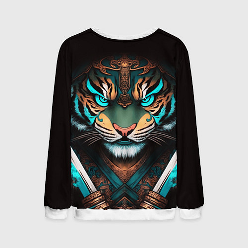 Мужской свитшот Тигр самурай / 3D-Белый – фото 2