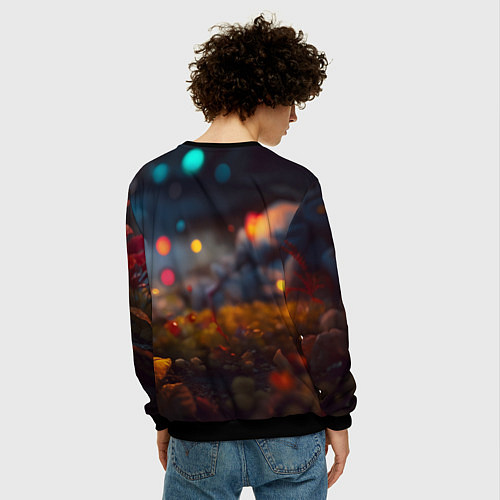 Мужской свитшот Дракончик и осень / 3D-Черный – фото 4