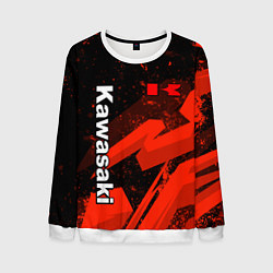 Свитшот мужской Кавасаки - красные брызги, цвет: 3D-белый