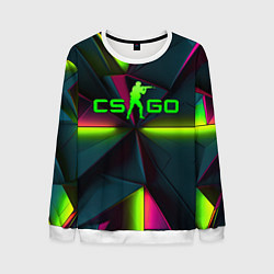 Свитшот мужской CS GO green neon, цвет: 3D-белый