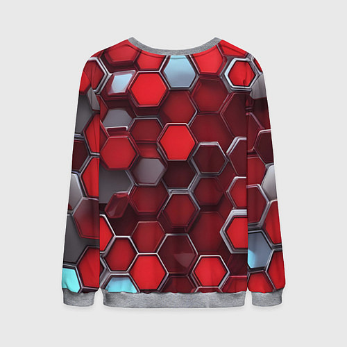 Мужской свитшот Cyber hexagon red / 3D-Меланж – фото 2