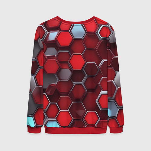 Мужской свитшот Cyber hexagon red / 3D-Красный – фото 2