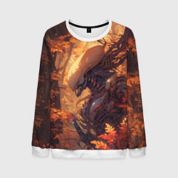 Свитшот мужской Ксеноморф в осеннем лесу, цвет: 3D-белый