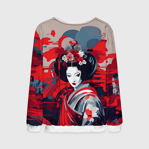 Мужской свитшот Geisha vector style / 3D-Белый – фото 2