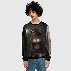 Свитшот мужской Девушка в белье под луной, цвет: 3D-черный — фото 2