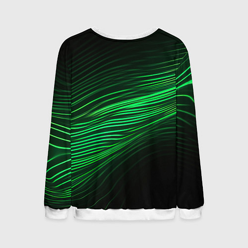 Мужской свитшот Green neon lines / 3D-Белый – фото 2