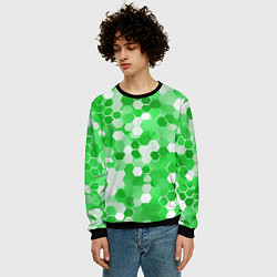 Свитшот мужской Кибер Hexagon Зелёный, цвет: 3D-черный — фото 2