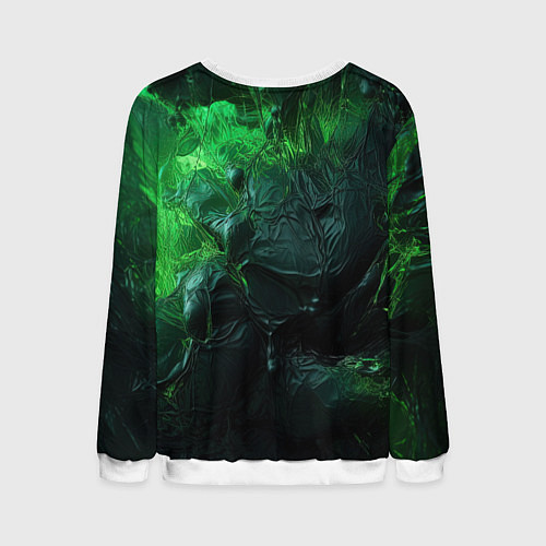 Мужской свитшот Зеленая объемная текстура / 3D-Белый – фото 2
