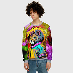 Свитшот мужской Funny lion cub - pop art, цвет: 3D-меланж — фото 2