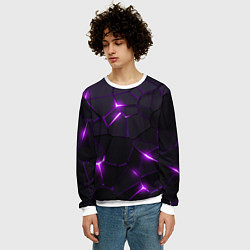 Свитшот мужской Неоновые плиты с фиолетовым свечением, цвет: 3D-белый — фото 2
