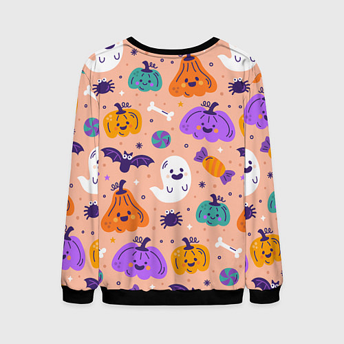 Мужской свитшот Halloween - pumpkins and ghosts / 3D-Черный – фото 2