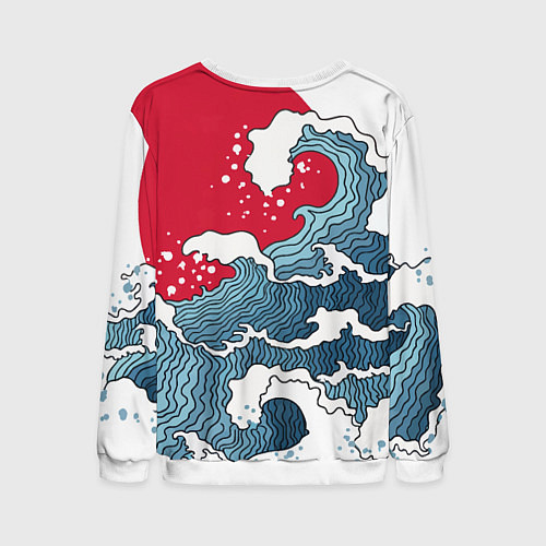 Мужской свитшот Страна восходящего солнца - большая волна / 3D-Белый – фото 2