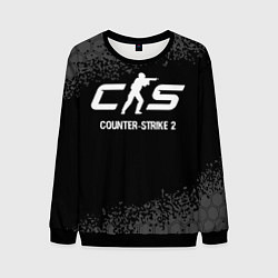 Свитшот мужской Counter-Strike 2 glitch на темном фоне, цвет: 3D-черный