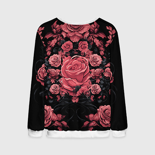 Мужской свитшот И череп и розы / 3D-Белый – фото 2