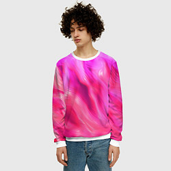 Свитшот мужской Pink abstract texture, цвет: 3D-белый — фото 2