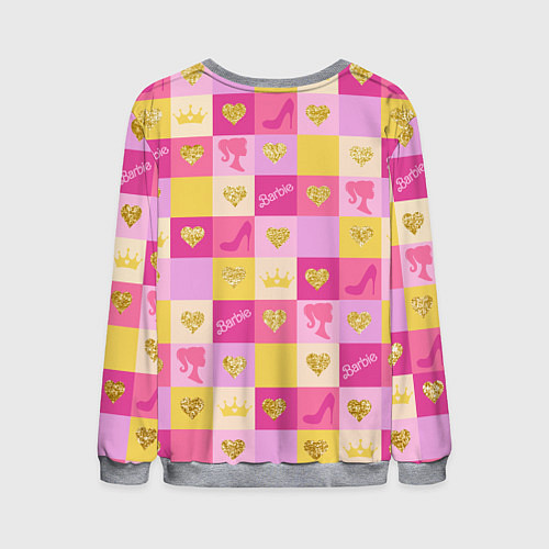 Мужской свитшот Барби: желтые и розовые квадраты паттерн / 3D-Меланж – фото 2