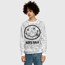 Свитшот мужской Nirvana glitch на светлом фоне, цвет: 3D-белый — фото 2