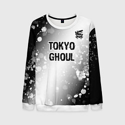Свитшот мужской Tokyo Ghoul glitch на светлом фоне: символ сверху, цвет: 3D-белый