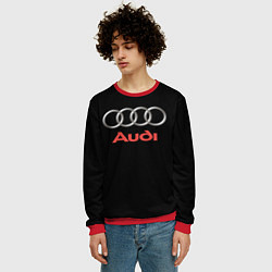 Свитшот мужской Audi sport на чёрном, цвет: 3D-красный — фото 2