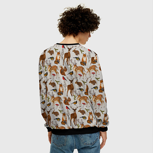 Мужской свитшот Лесные животные / 3D-Черный – фото 4
