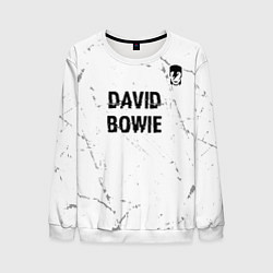 Мужской свитшот David Bowie glitch на светлом фоне: символ сверху