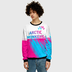 Свитшот мужской Arctic Monkeys neon gradient style: символ сверху, цвет: 3D-черный — фото 2