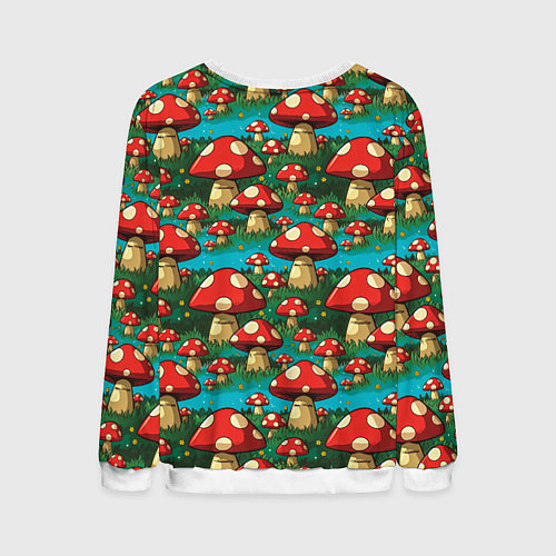 Мужской свитшот Мультяшный мухомор паттерн / 3D-Белый – фото 2