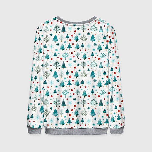 Мужской свитшот Новогодние элементы елки снежинки шарики / 3D-Меланж – фото 2