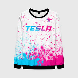 Мужской свитшот Tesla neon gradient style: символ сверху