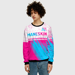 Свитшот мужской Maneskin neon gradient style: символ сверху, цвет: 3D-черный — фото 2