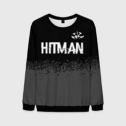 Мужской свитшот Hitman glitch на темном фоне: символ сверху