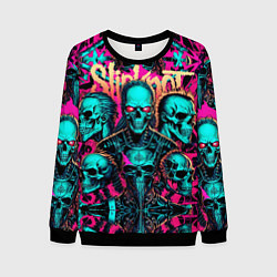 Свитшот мужской Slipknot на фоне рок черепов, цвет: 3D-черный