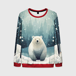 Мужской свитшот Мишка в зимнем лесу в стиле фолк-арт