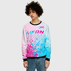 Свитшот мужской Lifan neon gradient style: символ сверху, цвет: 3D-черный — фото 2