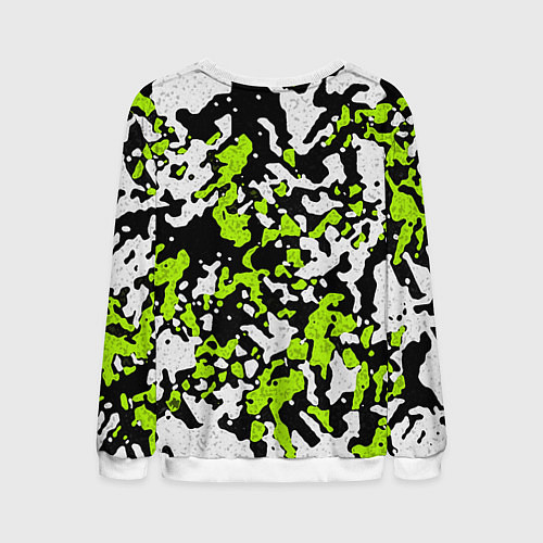 Мужской свитшот Абстракция чёрно-зелёная / 3D-Белый – фото 2