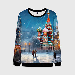 Свитшот мужской Новогодняя Москва, цвет: 3D-черный