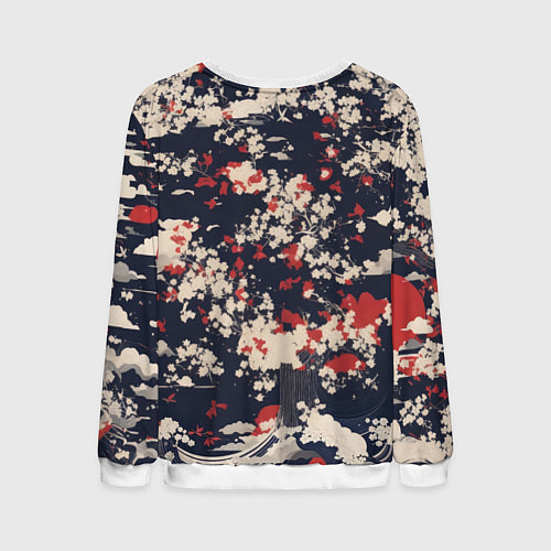 Мужской свитшот Японский замок в облаках / 3D-Белый – фото 2