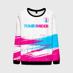 Мужской свитшот Tomb Raider neon gradient style посередине